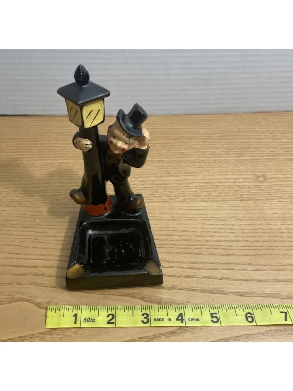 Vtg 1959 Hobo Charlie Chaplin Lamp Post Ashtray Drunk Clown Boozer Japan MCM